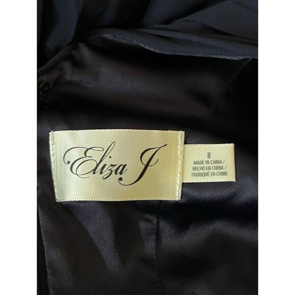 Eliza J Embellished high low chiffon dress gown blue size 8 - Picture 6 of 8